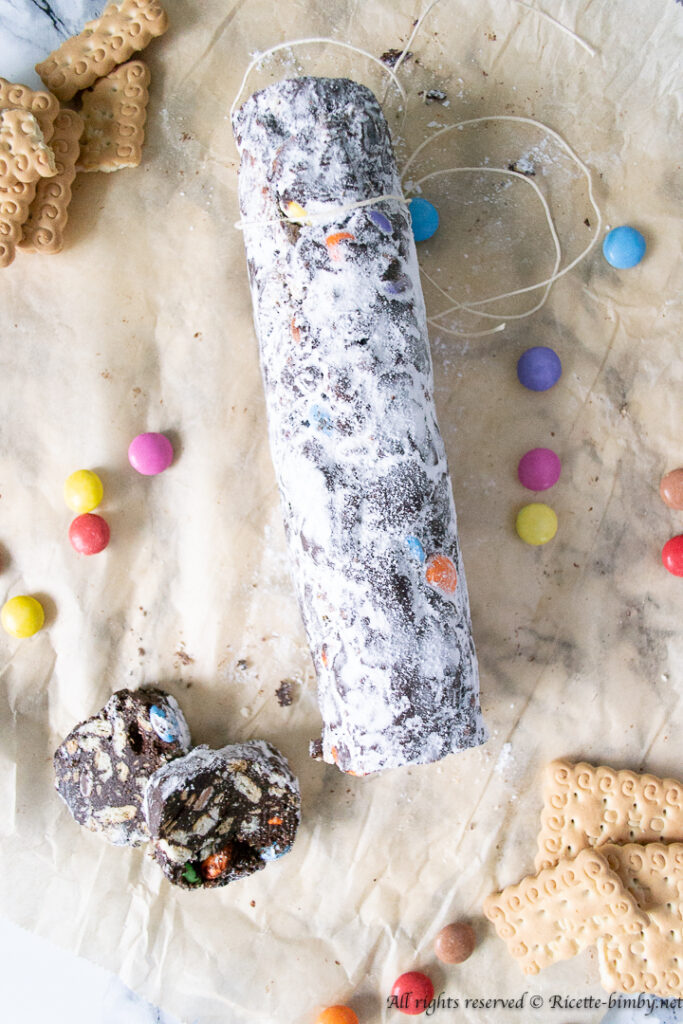 Salame di cioccolato con smarties bimby